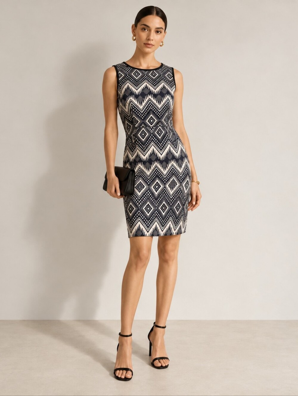 J Crew Gray Mini Dress Size 2 Ikat Tank Sheath Pleated Pockets Preppy